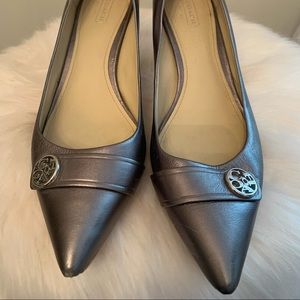 Metallic silver Coach pumps 9.5